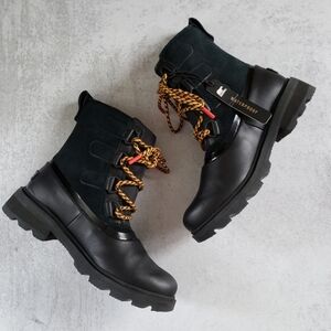 Sorel Black Lennox Street Leather Hiking Boots Winter Snow Lace up SZ 7
